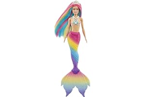 Barbie Dreamtopia Doll, Rainbow Magic Mermaid with Rainbow Hair and Blue Eyes, Water-Activated Color-Change Feature