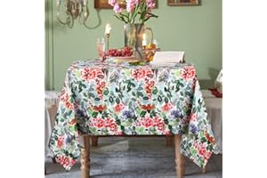 EHouseHome Indoor Outdoor Cornelia Tablecloth Water Resistant Spill Proof Fabric Floral Design Patio Table Cover for Kitchen,Parties,Holliday,Dinner (70"x70", Square)