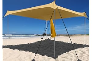 easierhike Beach Shade Windproof Design, Sun Shelter UPF50+ Portable Family Tent with 6 Sandbags Anchors 10x10 FT 2 Pole Pop Up Outdoor Shelter for Beach, Camping, Fishing, Backyard and Picnics