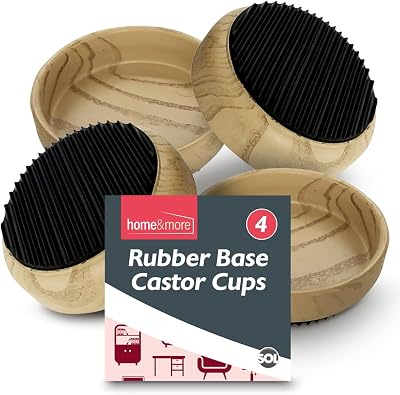 SOL 4 Pack Rubber Base Castor Cups Furniture Floor Protectors