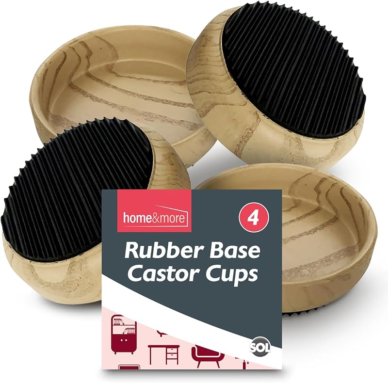 SOL 4 Pack Rubber Base Castor Cups Furniture Floor Protectors