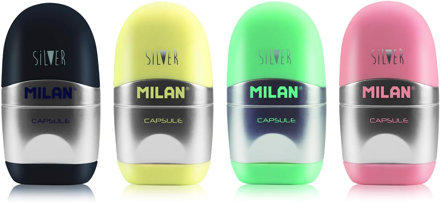 Milan Blister afilaborra Capsule Silver + 2 gomas de recambio, White - Image 3