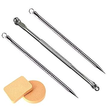 HimPrincy Stainless Steel Blackhead Remover Needle Round & Pointed Tip (Pack Of 3)