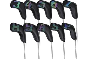 Scott Edward Golf Club Head Covers for Iron, 10 Pcs Leather Waterproof Material, Gradient Numbers Perfect for Mizuno Callaway