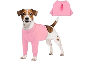 Queenmore Dog Surgery Recovery Sleeve Front Legs, Breathable Dog Recovery Sleeve, Elbow Protector Pet Cone Alternative After Surgery, Pink, M