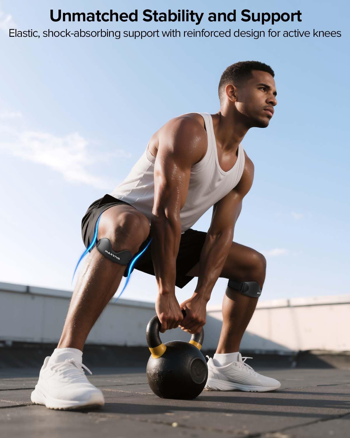 Patellar Tendon Support Strap 2 Pack, Knee Brace for Women & Men, Patella Band for Running Hiking Basketball Gym Fitness Tennis Badminton Cycling, Offers Relief from Meniscus Tear and Knee Pain. Black