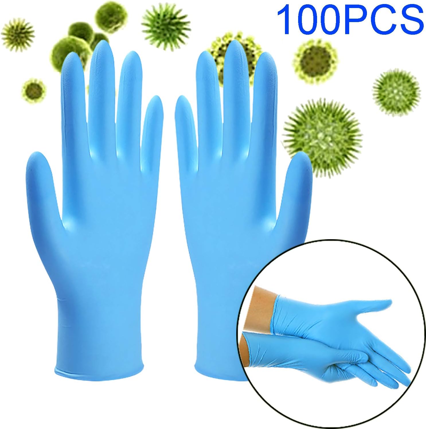 100pcs Disposable Nitrile Gloves, Latex-Free, Powder-Free Gloves, 50 Pairs (M)