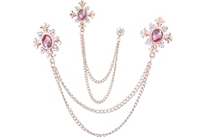 WCRAZYE 2PCS Long Chain Brooch Crystal Tassel Brooch Pin Gem Brooch Fashion Scarf Tie Pins for Women Men Wedding