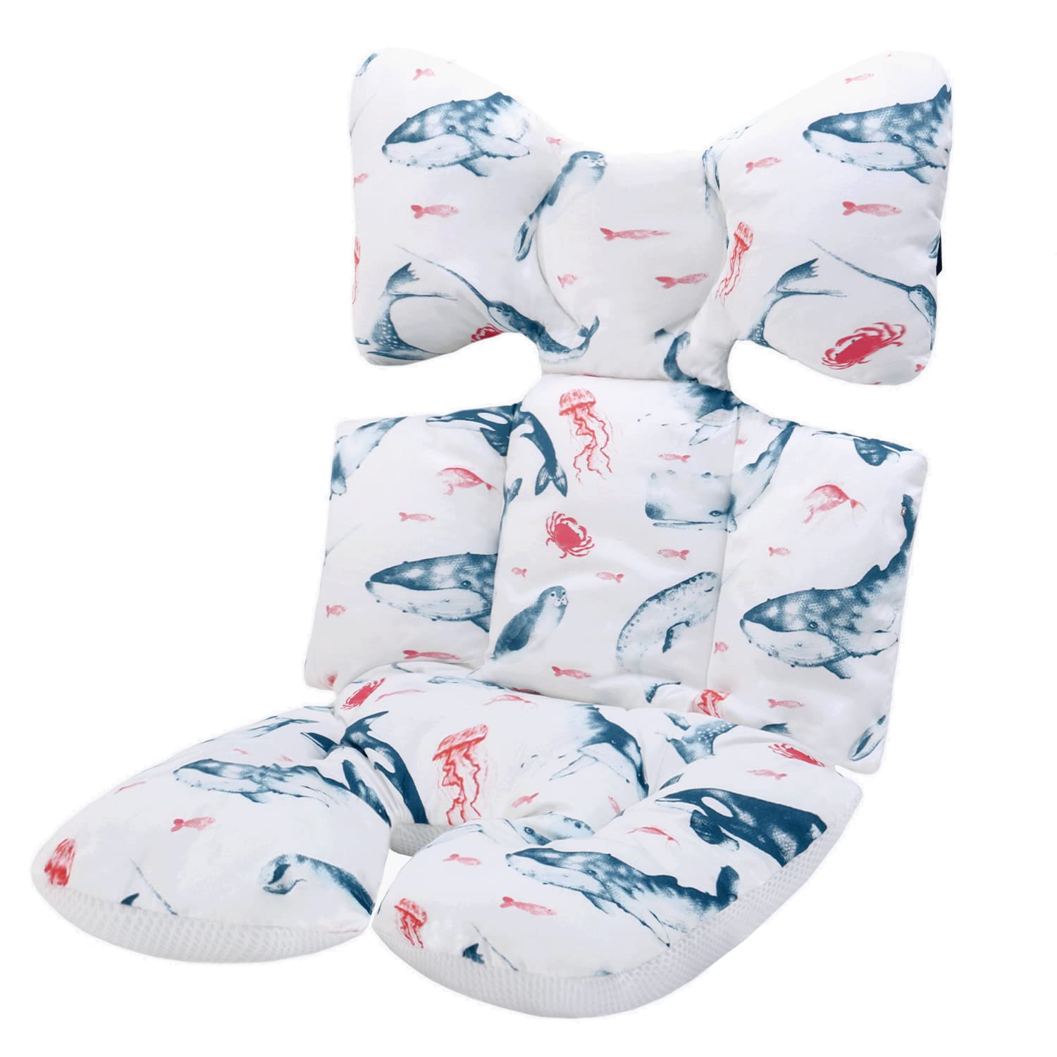 Baby Stroller Cushion,Baby Pushchair Seat Liners Pram Liner Universal Soft and Breathable 3D Air Mesh Cotton Pushchair Accessories (Ocean World) — image 1