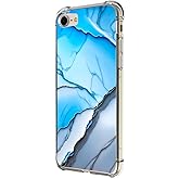 Beaucov Case for iPhone SE 3rd Gen 2022,Blue Marble Drop Protection Shockproof Case TPU Full Body Protective Scratch-Resistant Cover for iPhone SE 2nd Gen iPhone 7 8