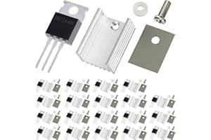 DAOKAI IRFZ44N MOSFET Transistor in-line 55V 49A N-Channel Rectifier Power MOSFET Transistor + Aluminum Heatsink/Mounting Kit