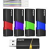 8GB USB Flash Drive 5 Pack, AreTop FAT32 USB 2.0 Thumb Drives | Slide Retractable USB Drives 8GB 5 Pack Memory Sticks for Data Storage (Mixed Color:Yellow,Red,Blue,Green,Purple)