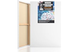 ARTSANI Stretched Canvases for Painting 2 Pack 24x36 Inch, 100% Cotton 12.3 oz Triple Primed Painting Canvas, 3/4" Profile Acid-Free Large Paint Canvas Blank Canvas for Acrylic Pouring Oil Watercolor Painting