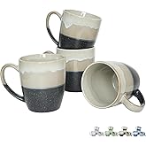 Bosmarlin Ceramic Coffee Mug Set of 4, 17 Oz, Coffee Cups with Big Handle, Microwave Safe, Unique Reactive Glaze