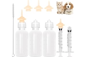 Solaradgy 11pcs Kitten Bottle Feeding Kit, Puppy Bottles for Nursing Kitten Feeding Syringe, Reusable & Removable Silicone Miracle Nipple for Kittens, Squirrel, Puppies, Rabbits, Small Animals