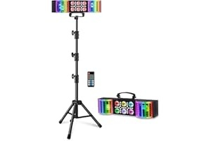 Telbum DJ Lights with Stand, 3-in-1 Party Bar Light Set, Sound Activated DJ Gig Lights for Parties, LED DJ Lighting Package Remote Control, for Band Booth Stage Wedding Disco Christmas Birthday Gift