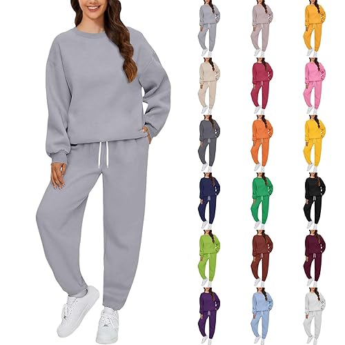 Tracksuit Womens Full Set Long Sleeve Sweatshirts Sweatpants Loungewear Sets with Pockets Sweatshirt Pants Joggings Suits Sportwear Yoga Gym Workout Outfits Lounge Wear Sets for Women UK