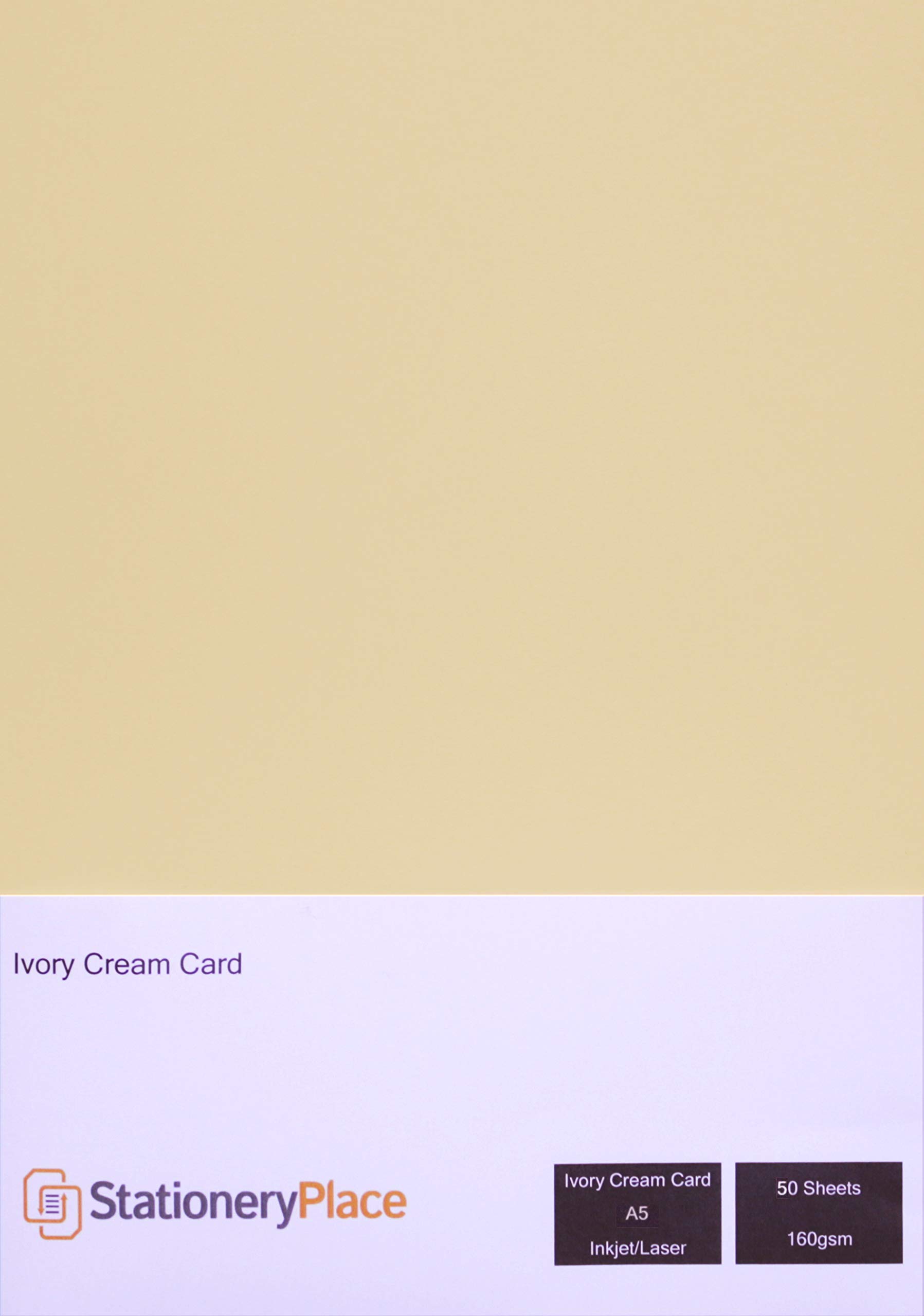 Stationery Place Thin Ivory/Cream Card 160 GSM A5 50 Sheet Pack