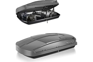 SHINEUX Roof Cargo Box, Rooftop Cargo Carrier Hard Shell with Security Keys,15.5 Cubic Feet Roof Rack Cargo Box, Rainproof Cargo Carrier for Top of Vehicle(Tool-Free Install) (U58, 58")