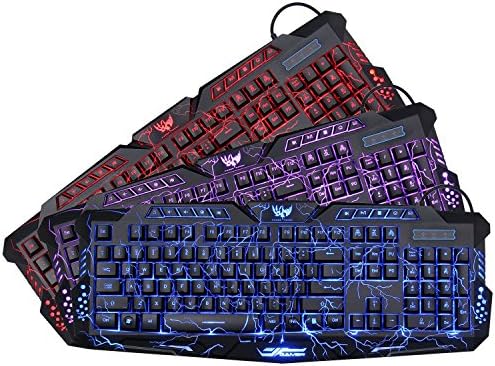 LeRich LED 3 Colors Backlit M-200 Multimedia Ergonomic Usb Gaming Keyboard