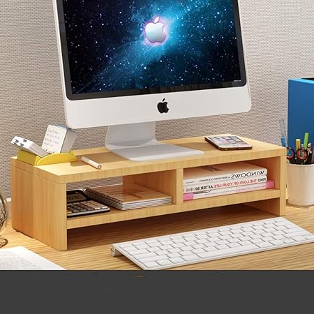 Gcx Lv Universal Monitor Stand Colonne Montante Bureau Support Ecran Bois Colonne Montante Support Ecran Bois Avec Organisateur De Tiroir Bois Support Ecran Pc E Amazon Fr Cuisine Maison