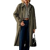 Songling Womens Long Trench Coat Single Breasted Oversized Windproof Trendy Fall Jacket Outerwear Coats