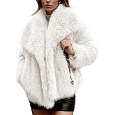 Gihuo Women's Faux Fur Jacket Winter Long Sleeve Fluffy Lapel Furry Shaggy Jacket Coat