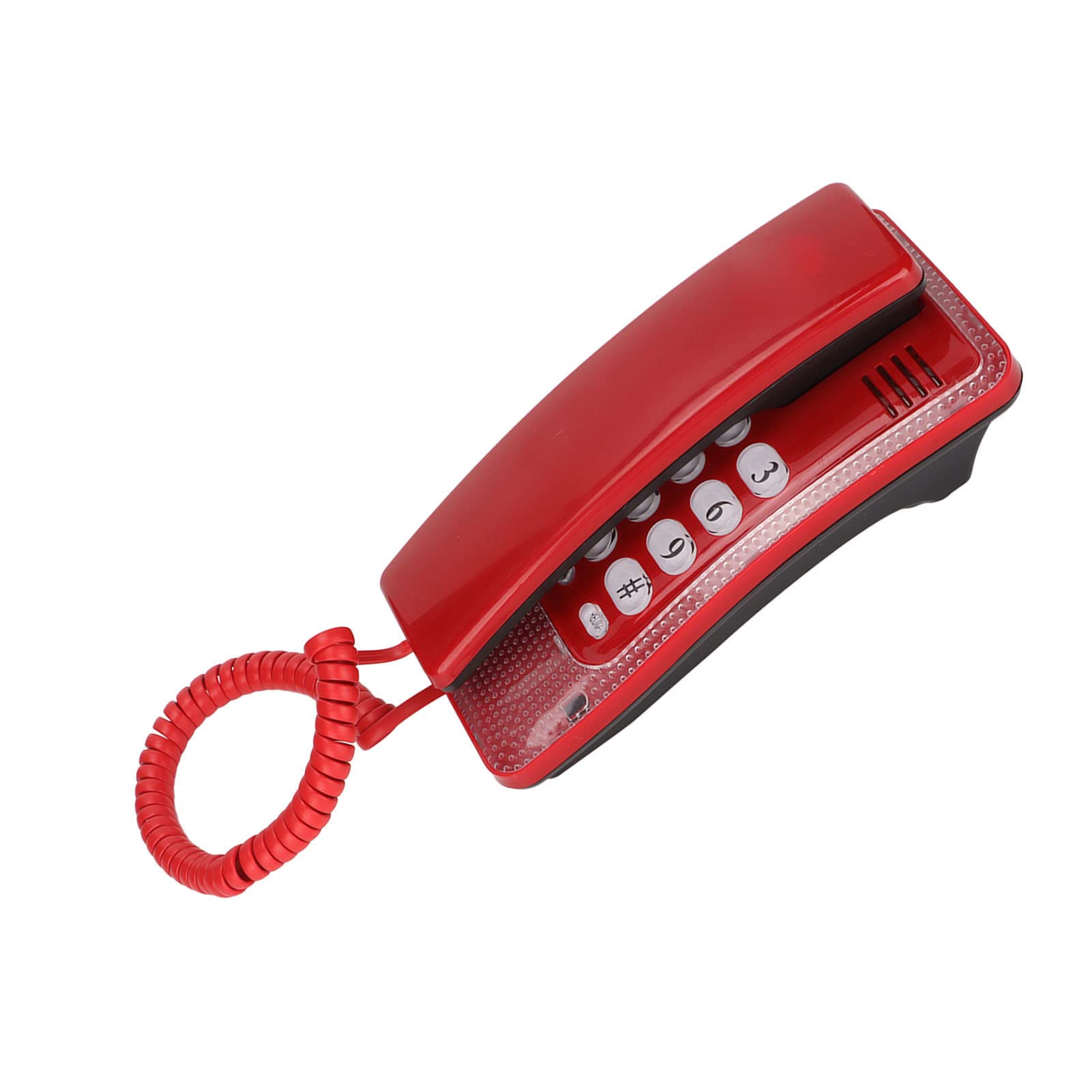 Corded Landline Telephone, Wall Mountable Desktop Wired Phone Home Phone, with Large Buttons, Redial, Pause, Mute, Flash Function, for House Office Hotel Bathroom(red)