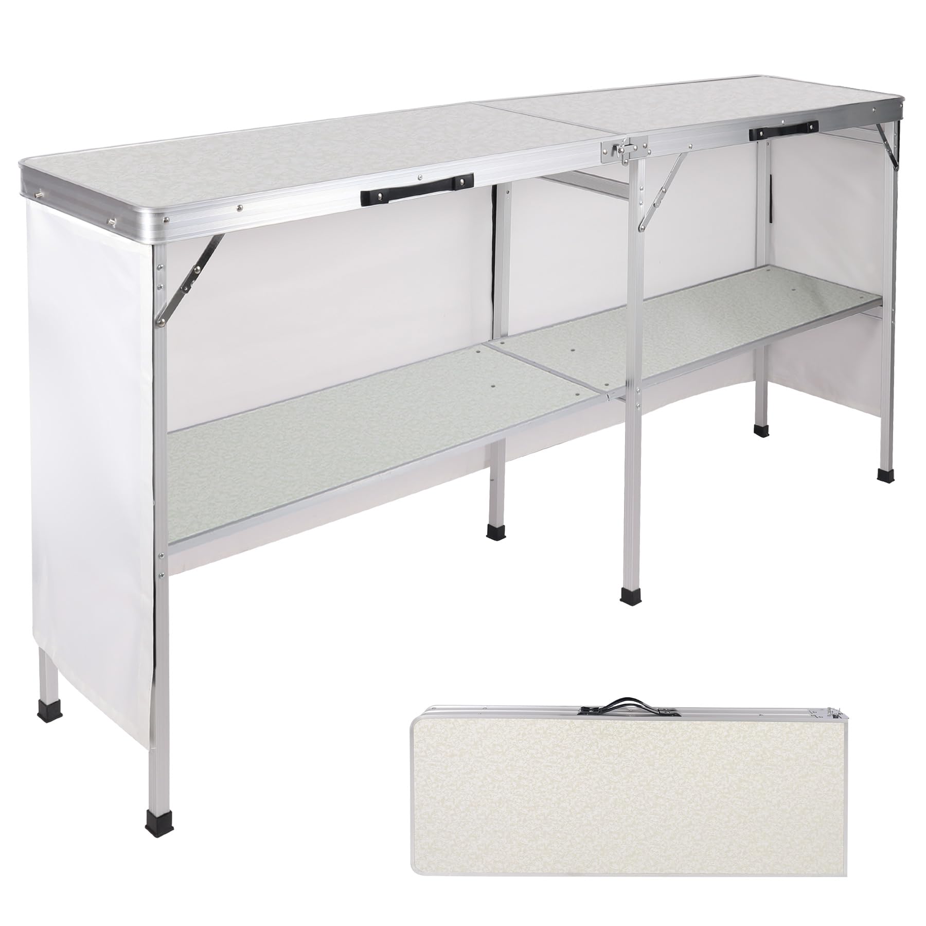 Photo 1 of REDCAMP Portable Bar Table, Pop Up Folding Mobile Bar Bartender Table Podium Table for Events, Party, Camping, Tradeshow, Exhibition, Easy Setup, White, 78"x33"x15"