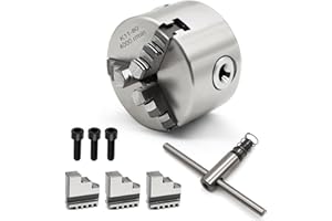 Yunnergo K11-80 Self Centering 3 Inch Lathe Chuck 4000 r/min 3 Jaw Comes with a Set Jaw