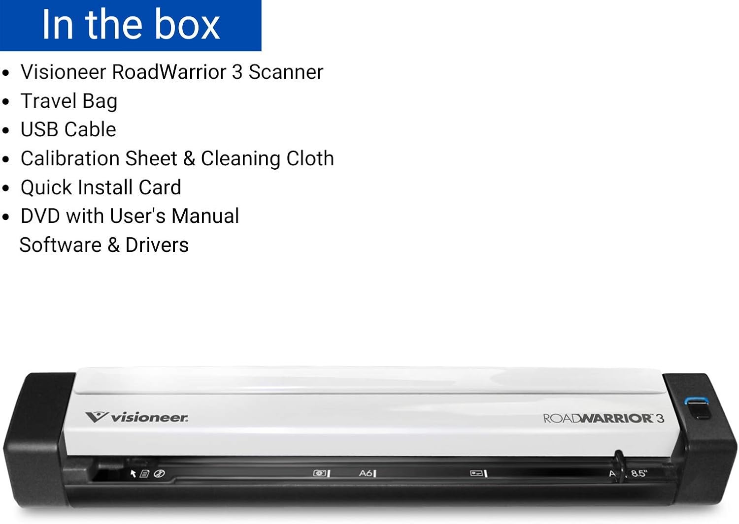 Visioneer RoadWarrior 3 Simplex Mobile Document Scanner Black/white