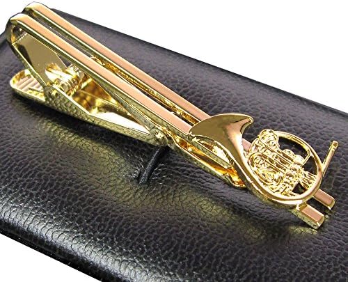 音楽ネクタイピン 至高 ホルン ケース付き 楽器モチーフ ゴールド