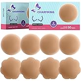 CHARMKING Pasties Nipple Covers 4 Pairs for Women, Reusable Adhesive Silicone Nipple Covers No Show