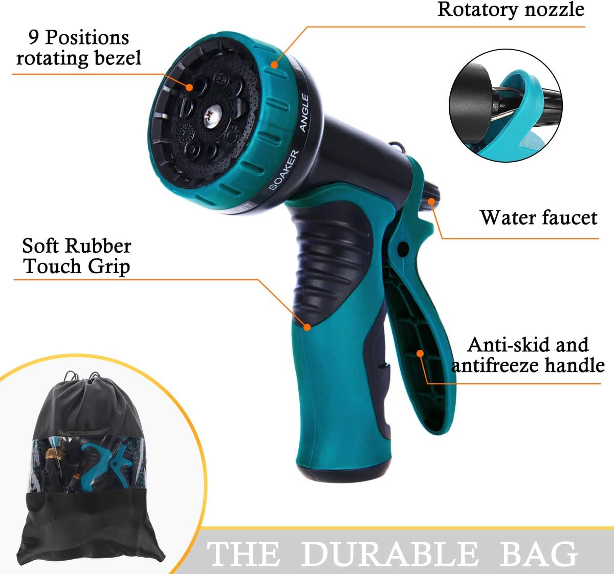 Gardguard 50ft Expandable Garden Hose: Water Hose with 9 Function Nozzle and Durable 3-Layers Latex, Flexible Water Hose with Solid Brass Fittings, Best Choice for Watering and Washing: Home Improvement