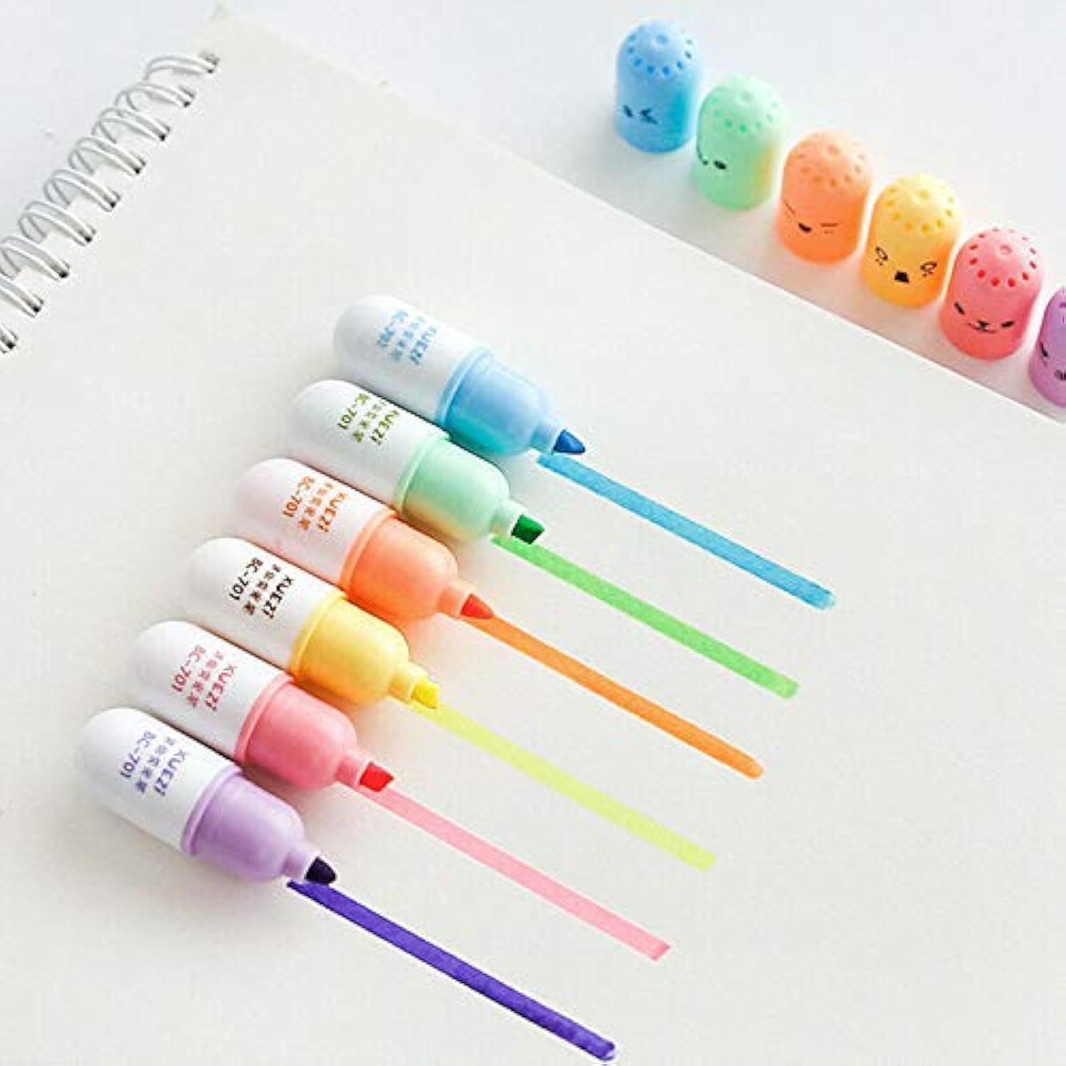 30PCS Cute Marker Pen Mini Pill Shaped Point Pen Highlighter for School Office Supplie Gift Writing Stationery,6Colors(Each Color 5PCS)
