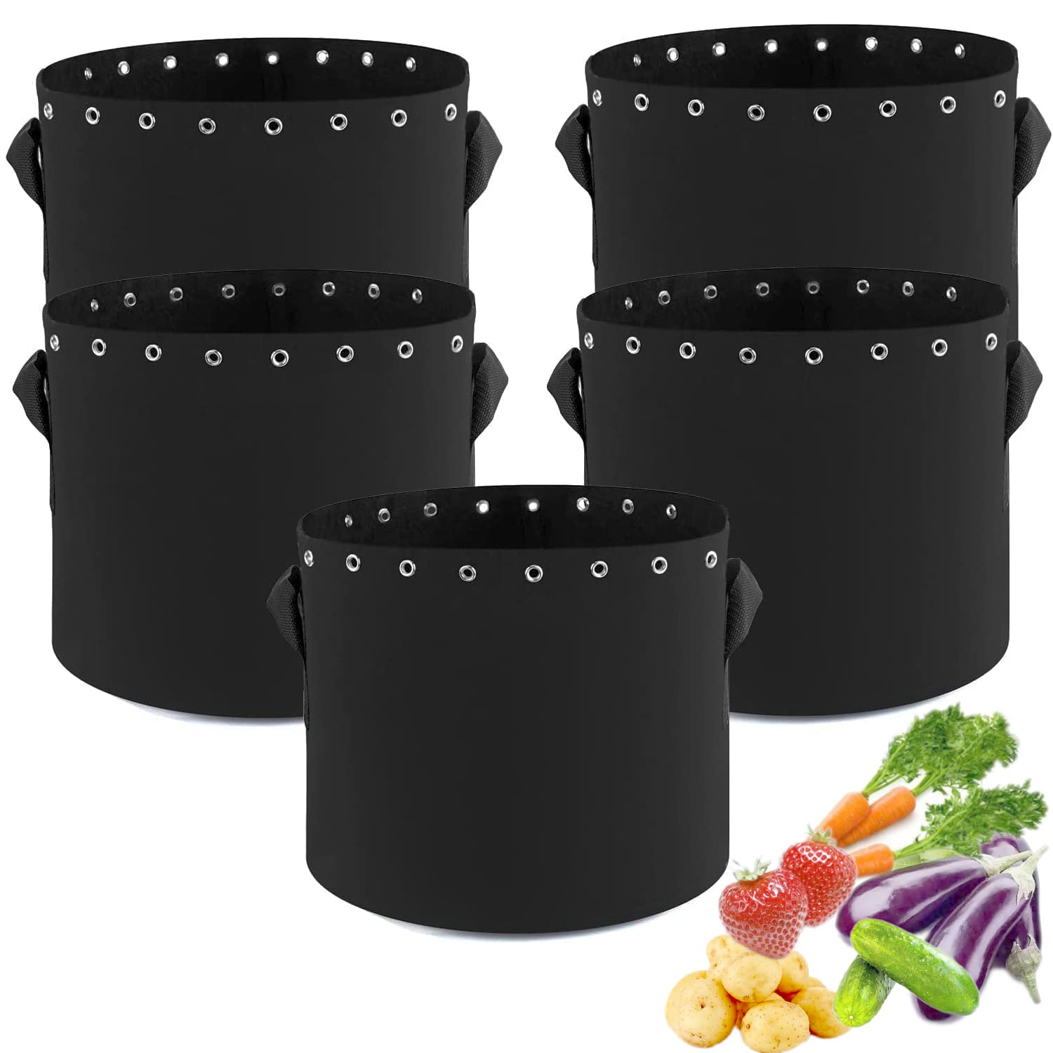 HOSECES 10 Gallon Grow Bags Thickened Breathable Garden Growing Bags with Holes & Handles- Nonwoven 38 Litres Fabric Plant Pot Container for Plants, Vegetables, Herbs and Fruits — image 1