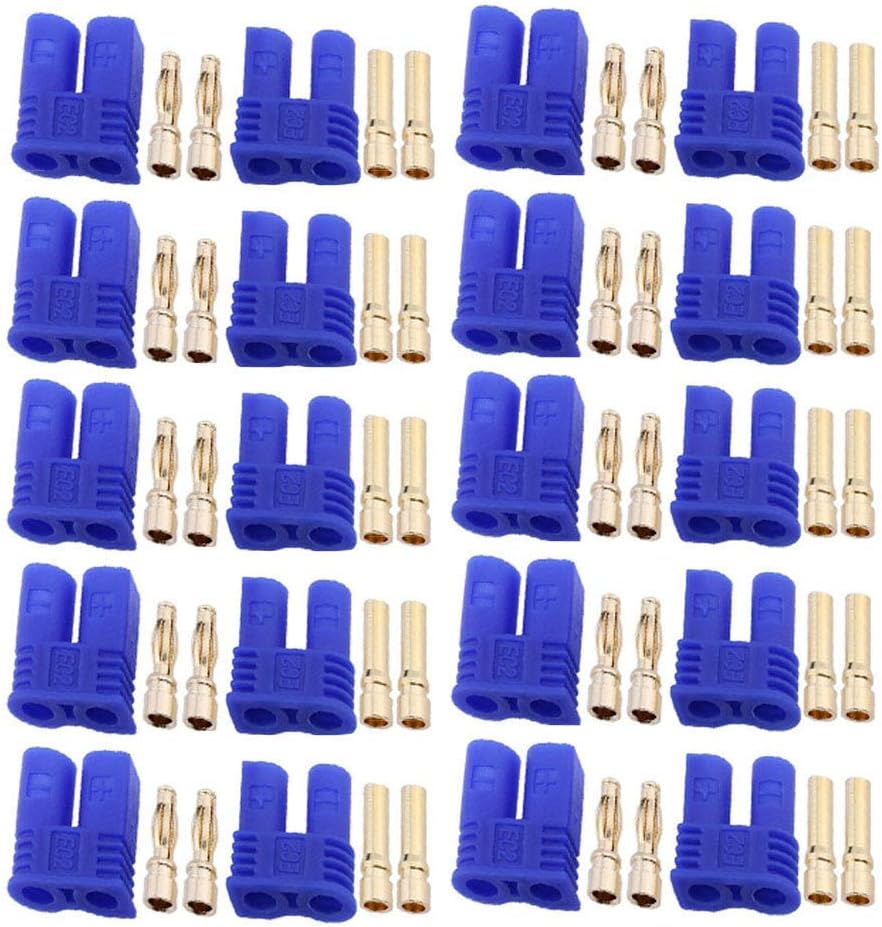 10pairs Male Female EC2 Connector 2.0mm Gold Bullet Banana Plug for RC ESC Lipo Battery Electric Motor