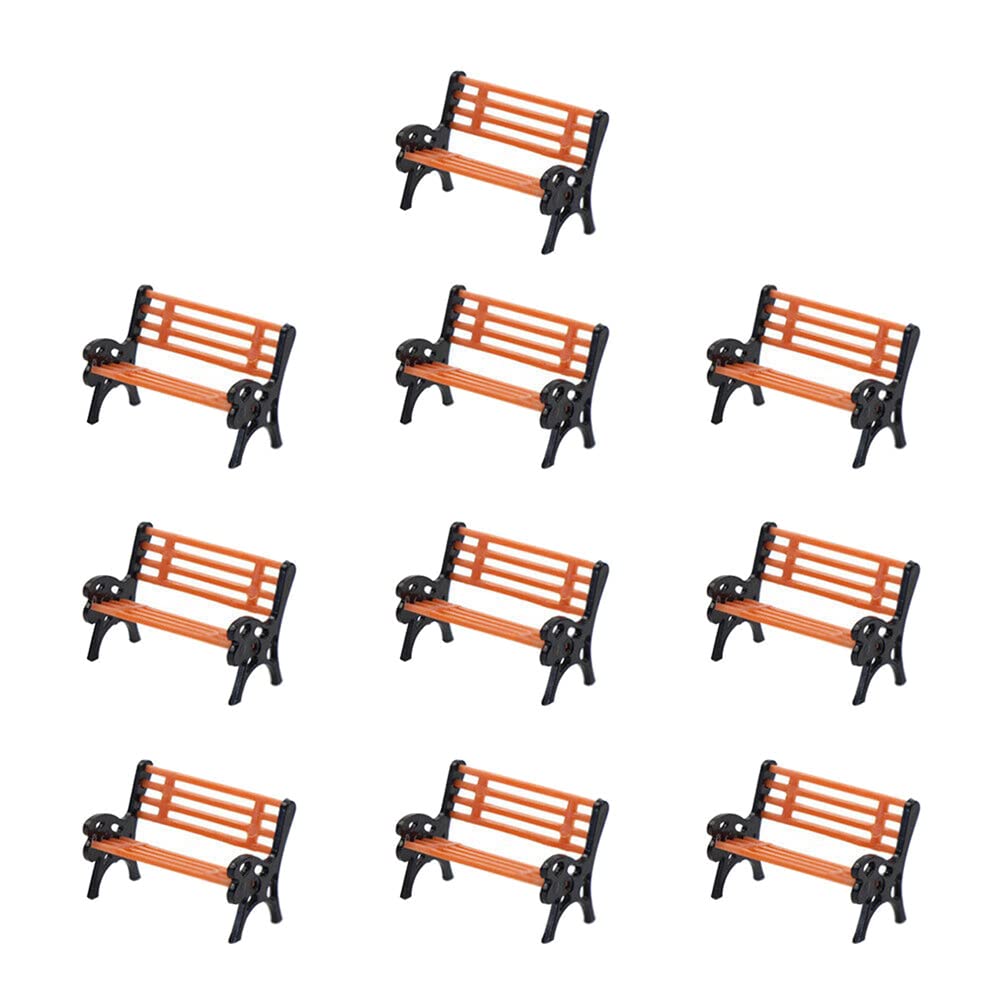 Dropfree 10Pcs Model Train HO N O Scale 1:75 Bench Chair Model Settee Street Park Layout Plastic Crafts,Garden/Railway Layout