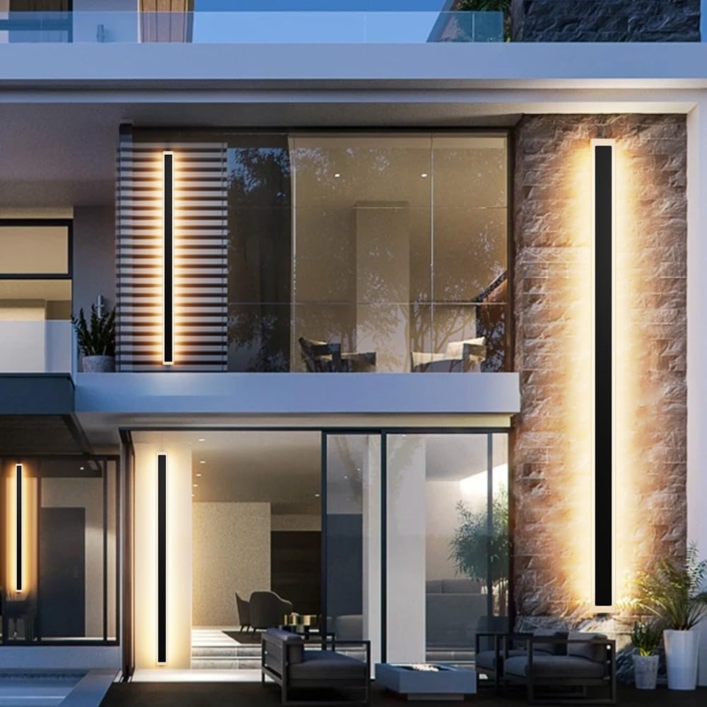 Photo 1 of Aipsun 2 Packs Porch Wall Lights 55W 78.7 inch Long Strip Modern Outdoor Wall Light Fixture, Black Wall Mount Lighting Sconce Exterior Lights Wall Sconce 3000K for House Living Room Corridor