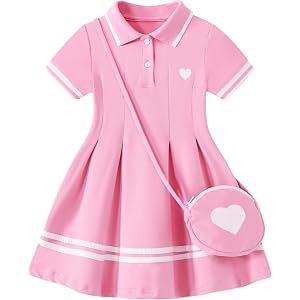 Toddler Girls Polo Tennis Dresses for 3-7Y Kids Sporty Clothes with Bag | Kid Outfit for Back to School, Tennis, Golf, Birthd