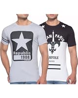 Yo Republic Mens Cotton Tshirt Combo Offer(Pack of 2)
