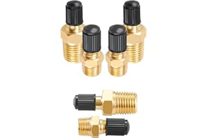 Minimprover 12 PCS Anti-Corrosion Brass Schrader Valve Standard Valve Core with 1/4''NPT Male and 1/8" NPT Male Threads Tank Valve & Aluminium Caps with Rubber Ring