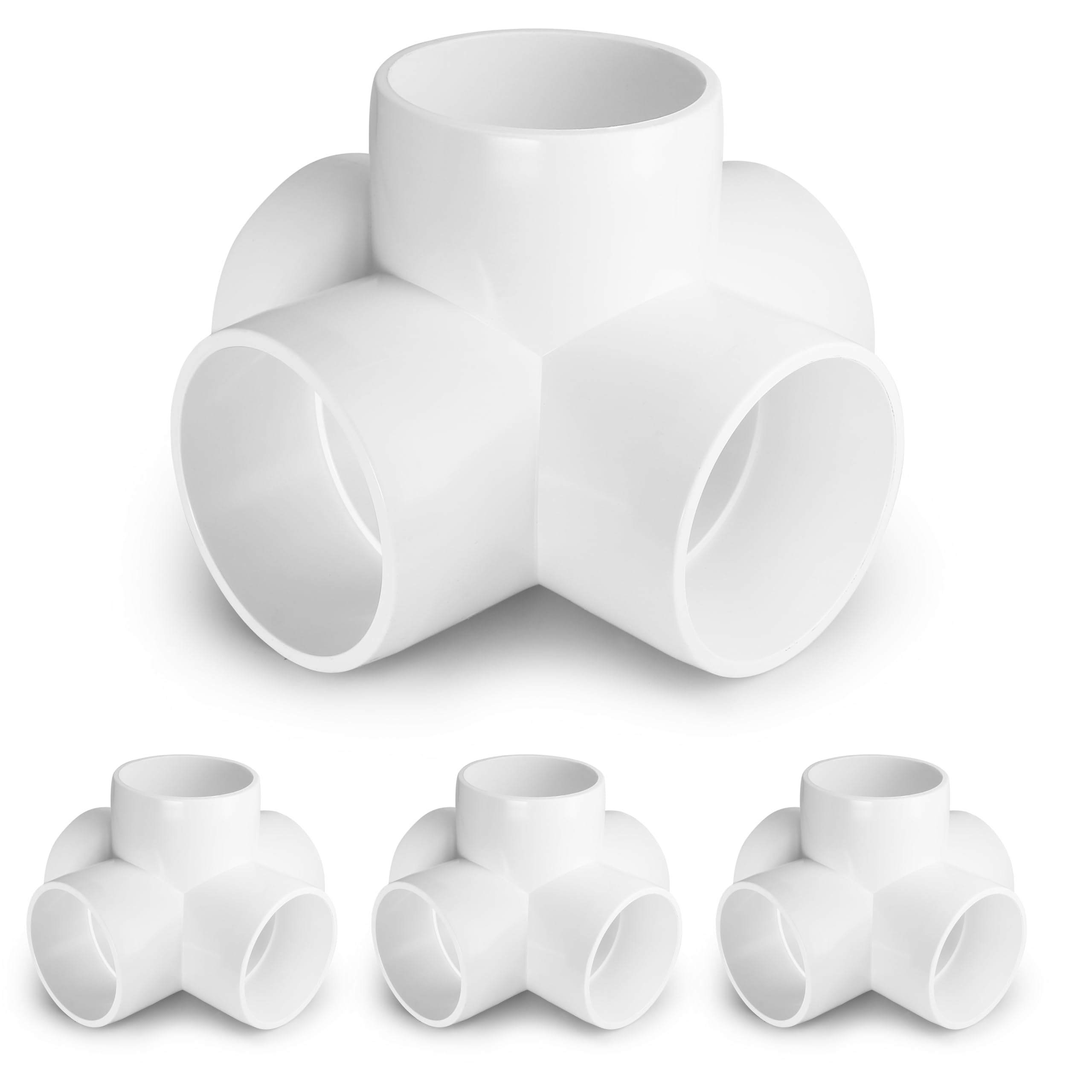 Photo 1 of Zernmiarder 5 Way PVC Pipe Fittings 2 Inch, PVC Elbow Corner Side Outlet Tee Fitting, SCH40 Furniture Grade PVC Pipe Connectors - Fits 2" PVC Pipes, 4 Pieces