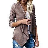 faux suede open front jacket