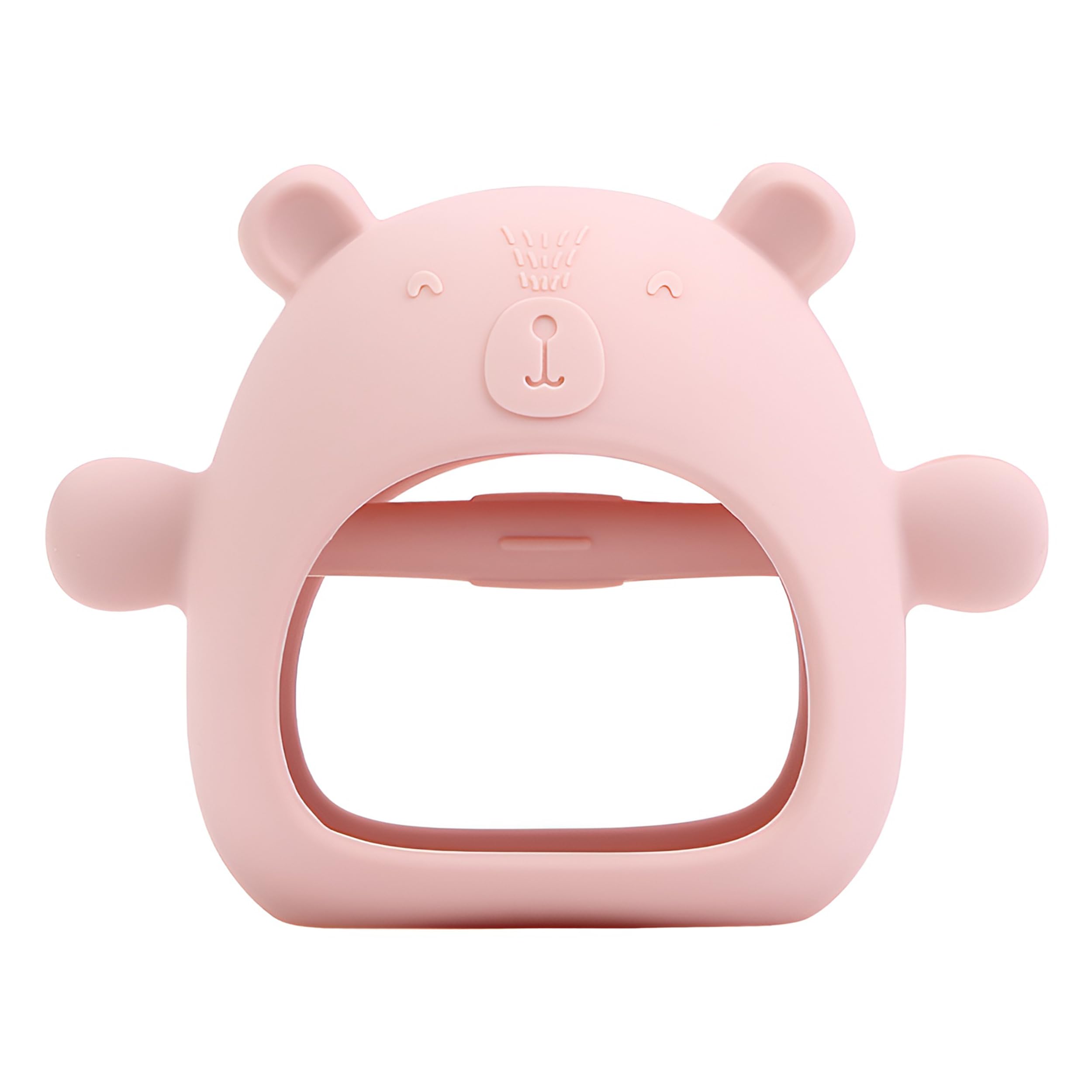 Baby Teether Glove – Bear Shaped Silicone Teething Toy for Infants & Toddlers – BPA-Free, Soft, Anti-Drop, Easy-Grip Design – Newborn Essentials – Pink