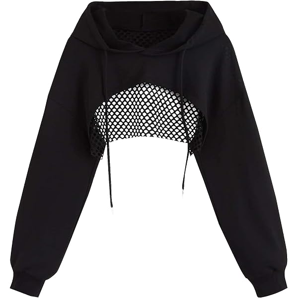 COZYEASE Women's Sports Cropped Sweatshirt Hollow Out Crop Tops