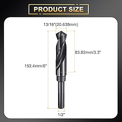 HARFINGTON 13/16" Drill Bit 1/2" Reduced Shank