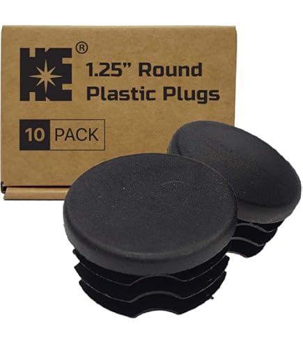 10 Pack) - 1 1/2" Round OD (10-14 Ga 1.240"-1.330" ID) Black Plastic Tubing Plug, 1 1/2 Inch Top Cap Outside Diameter End Cap - Steel Furniture Pipe Tube Cover Insert
