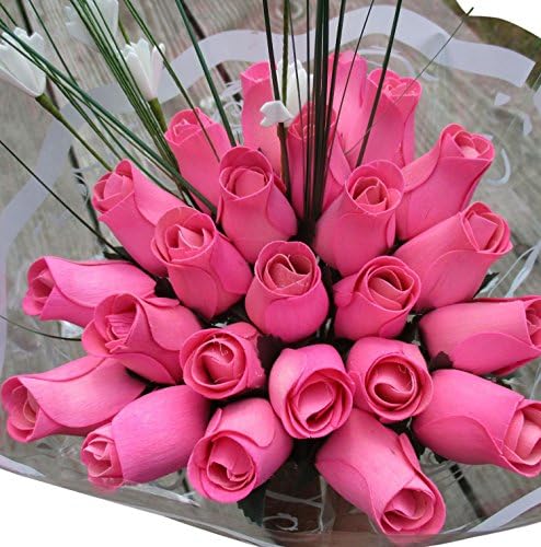 All Pink Breast Cancer Flower Bouquet The Original Wooden Rose Closed bud (2 Dozen)