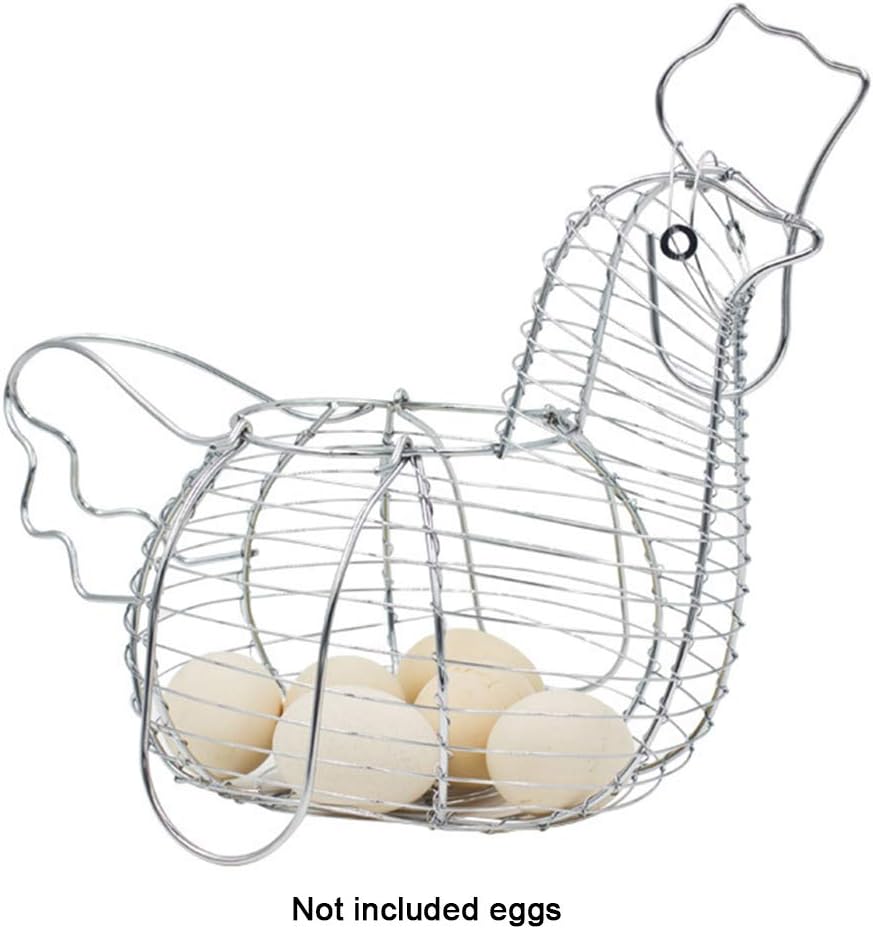 Cesto Metallico Portauova Rustico - Contenitore Per Uova Con Maniglia Per Fattoria E Cucina